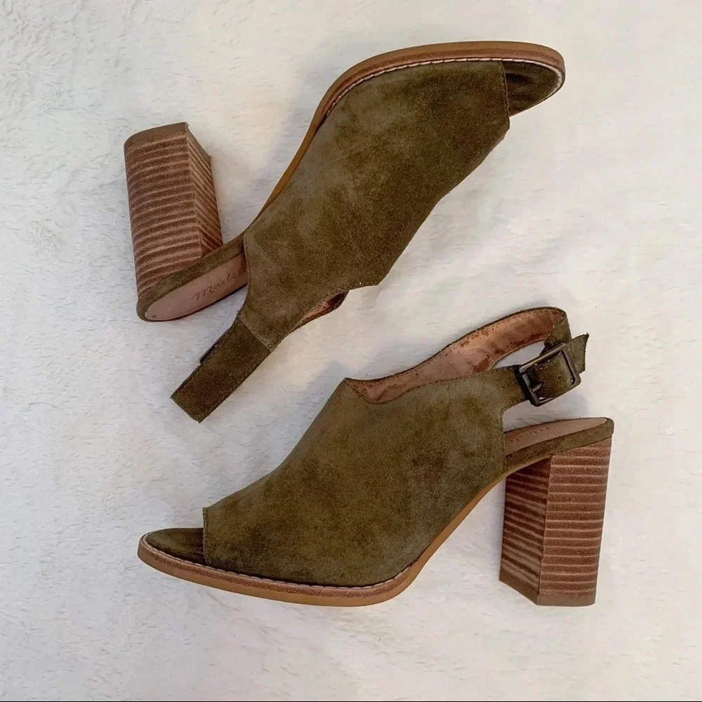 Madewell Green Suede Slingback Cary Sandal - Picture 2 of 7